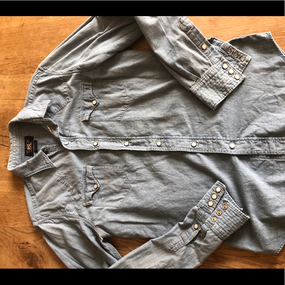 RRL Western selvedge pearl snap shirt